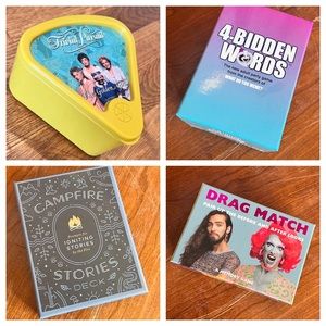 Lot of 4 GAME: Drag Match; Garbage Pail Tarot; 4-Bidden Words & Campfire Stories